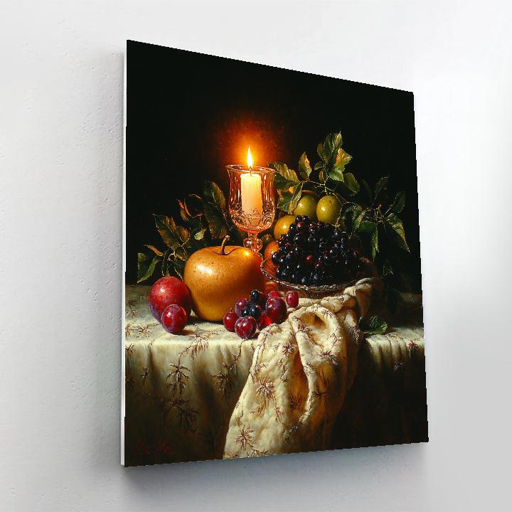 Rembrandt Inspired Candlelit Still Life paint by number