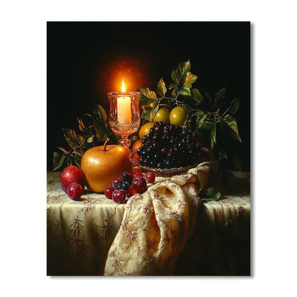 Rembrandt Inspired Candlelit Still Life paint by number