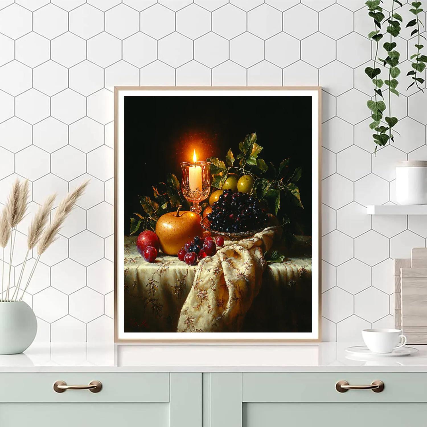 Rembrandt Inspired Candlelit Still Life paint by number