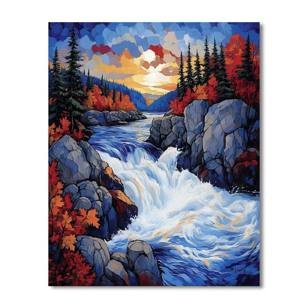 A.Y. Jackson Inspired Quebec River Rapids Paint by numbers art
