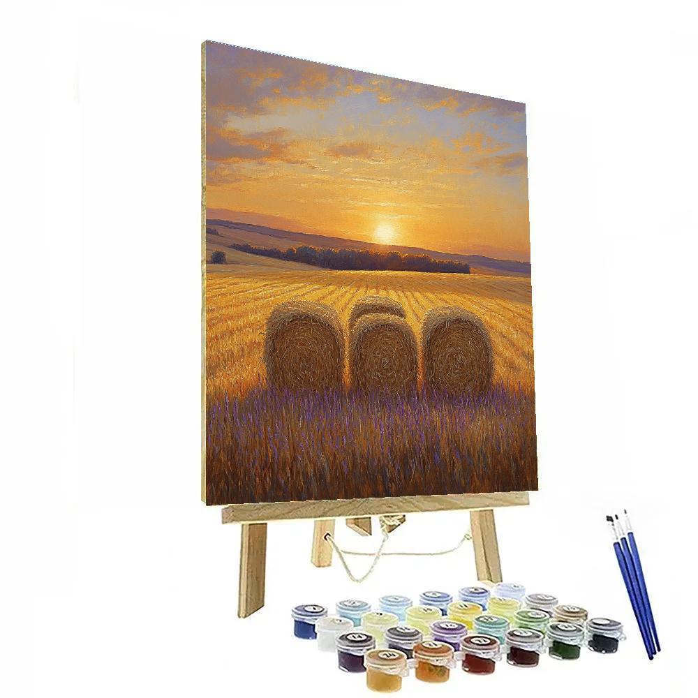 Claude Monet Inspired Haystacks Twilight Glow painting number kit