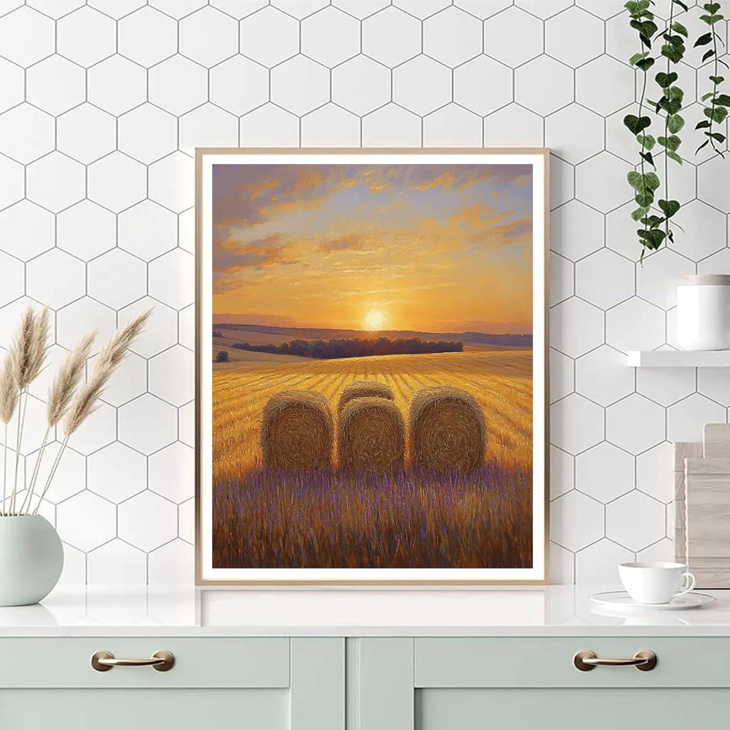 Claude Monet Inspired Haystacks Twilight Glow painting number kit