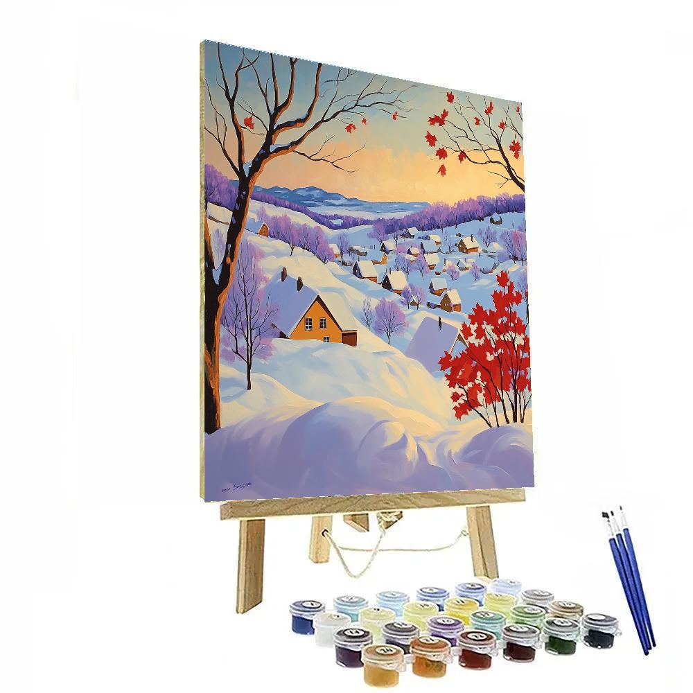 A.Y. Jackson Inspired Winter Village Light paint by numbers