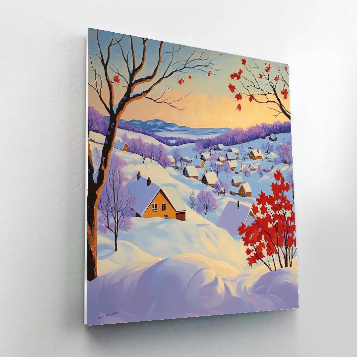 A.Y. Jackson Inspired Winter Village Light paint by numbers
