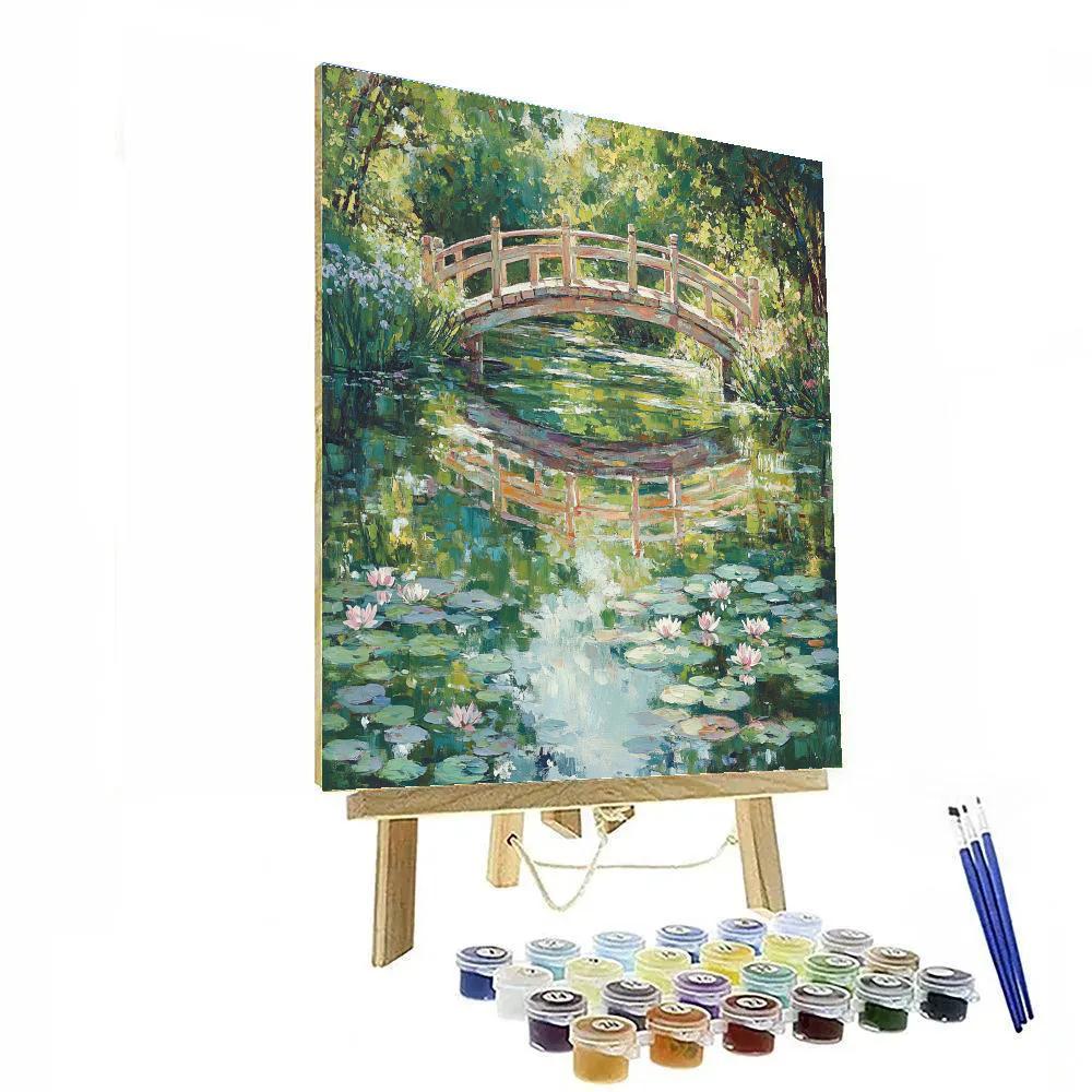 Claude Monet Inspired Giverny Bridge Dawn Reflection Paint by numbers art