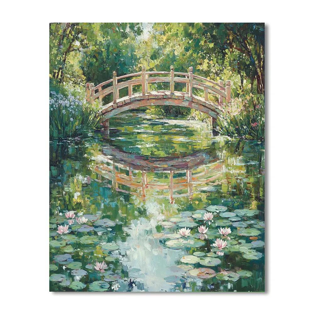 Claude Monet Inspired Giverny Bridge Dawn Reflection Paint by numbers art