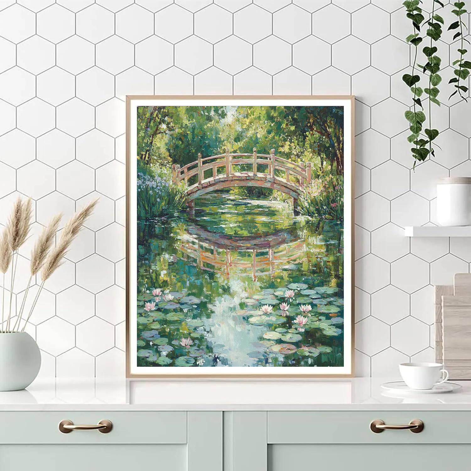 Claude Monet Inspired Giverny Bridge Dawn Reflection Paint by numbers art