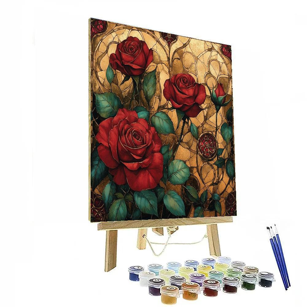 Gustave Klimt Inspired Garden Of Roses painting number kit
