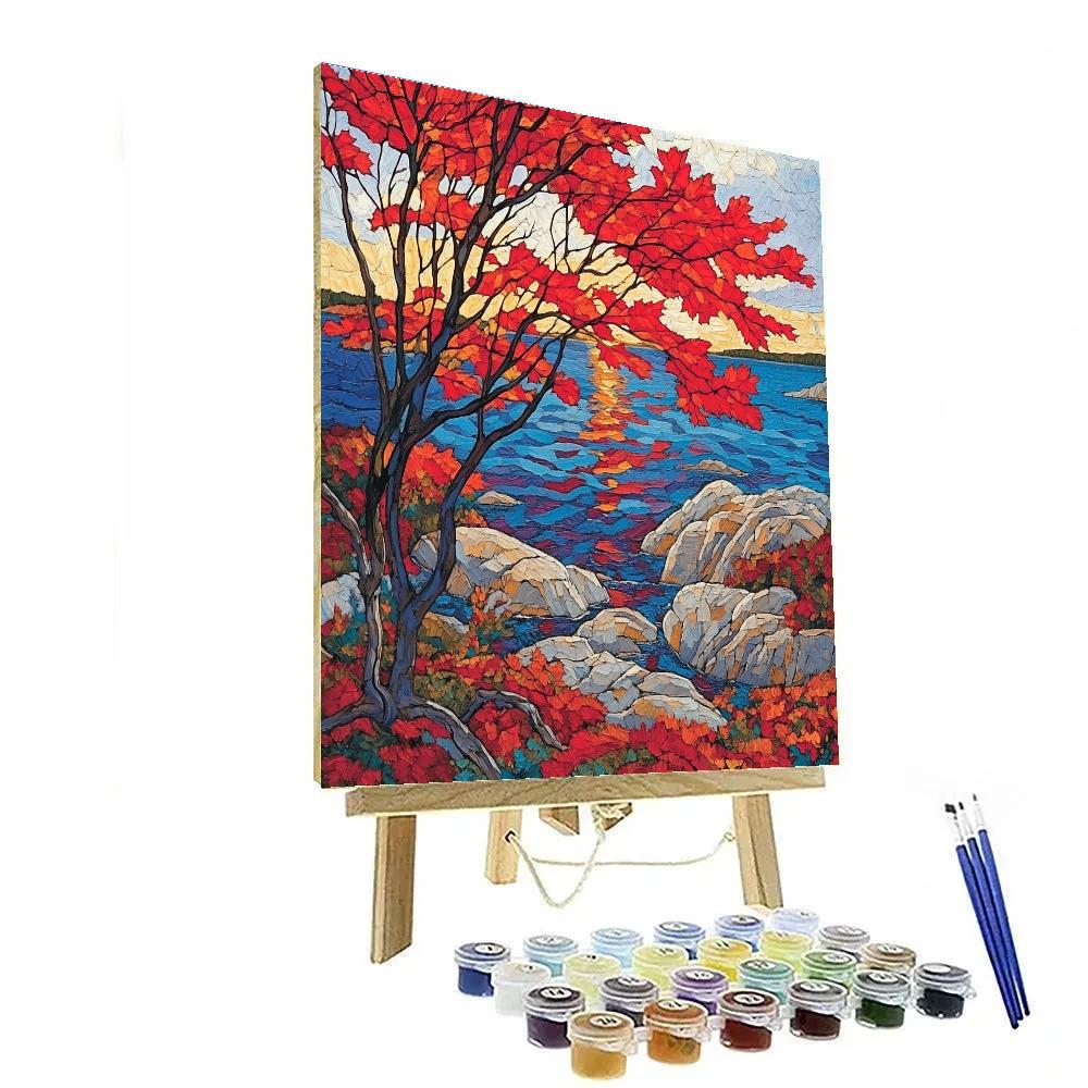 A Y Jackson Inspired Crimson Maple Ripples painting number kit