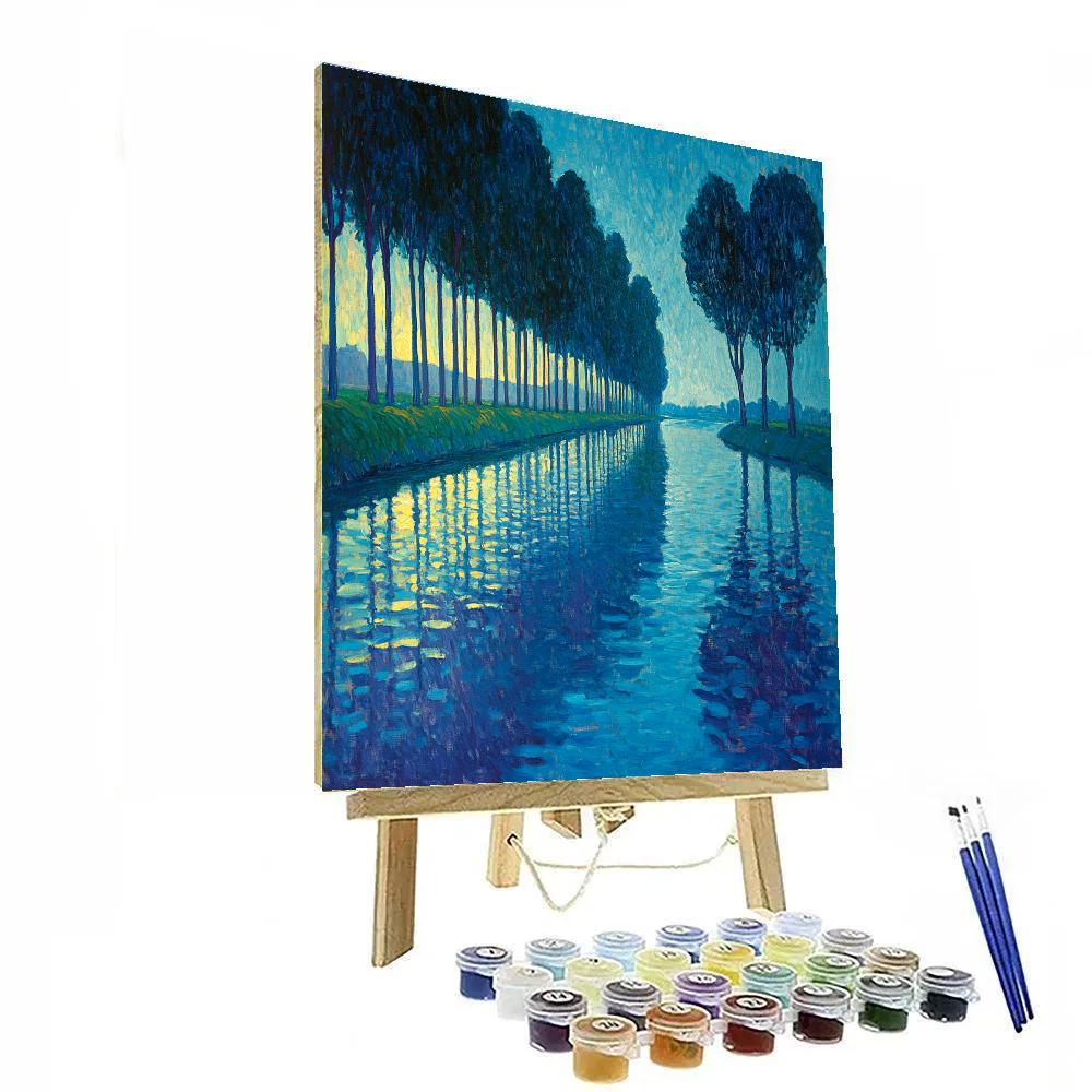 Claude Monet Inspired River Poplar Evening Breeze paint by color