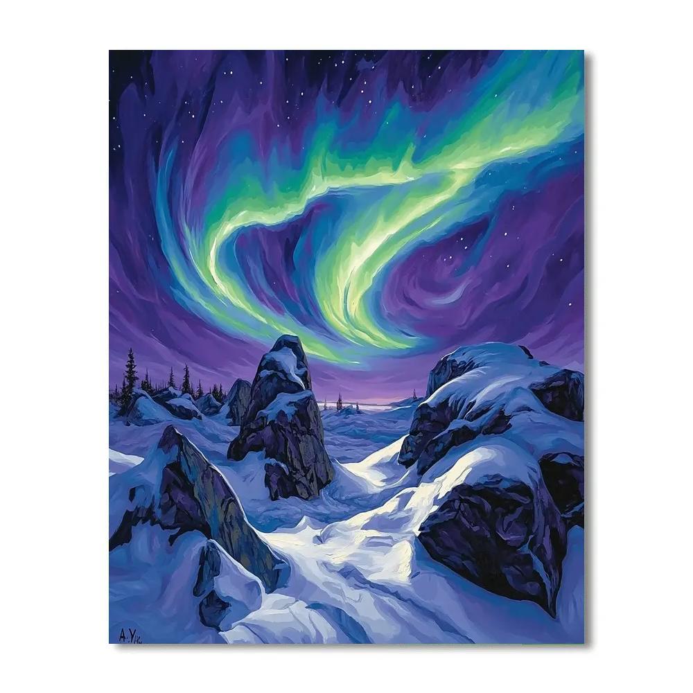 A Y Jackson Inspired Arctic Aurora Rocks Painting by numbers kit