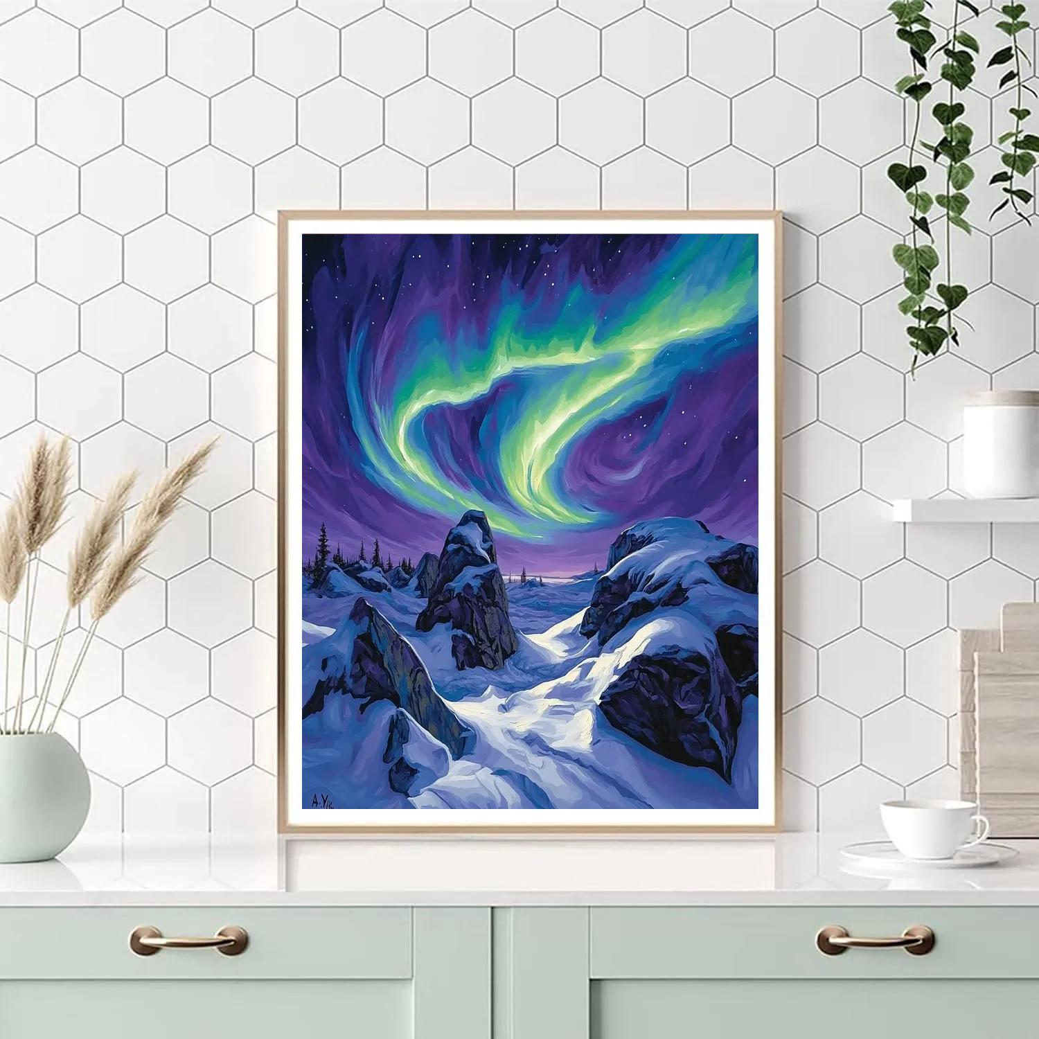 A Y Jackson Inspired Arctic Aurora Rocks Painting by numbers kit