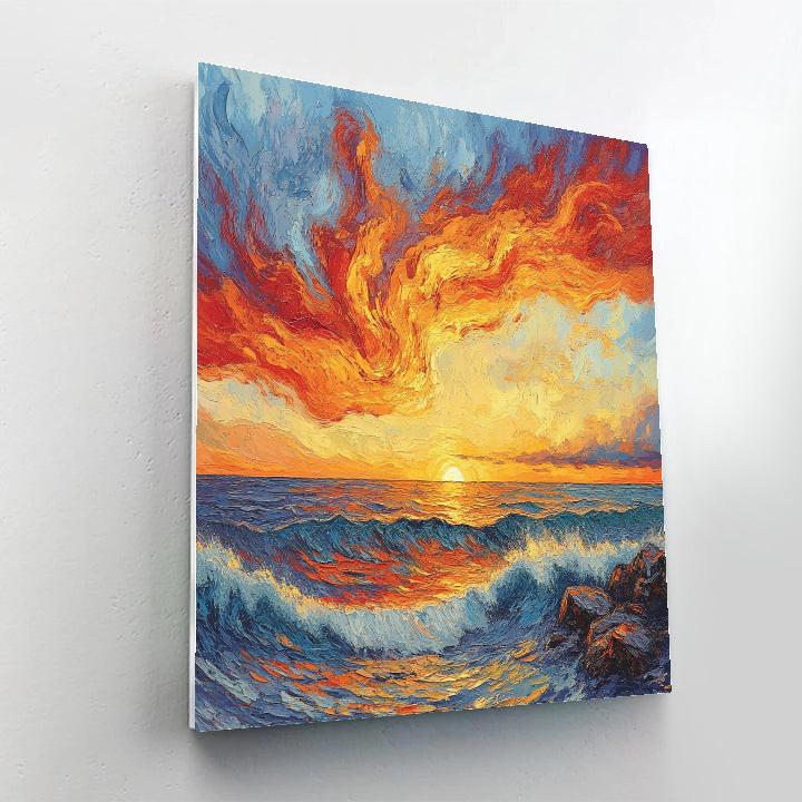 Edvard Munch Inspired Fjord Sunset Pulse Paint by numbers kits