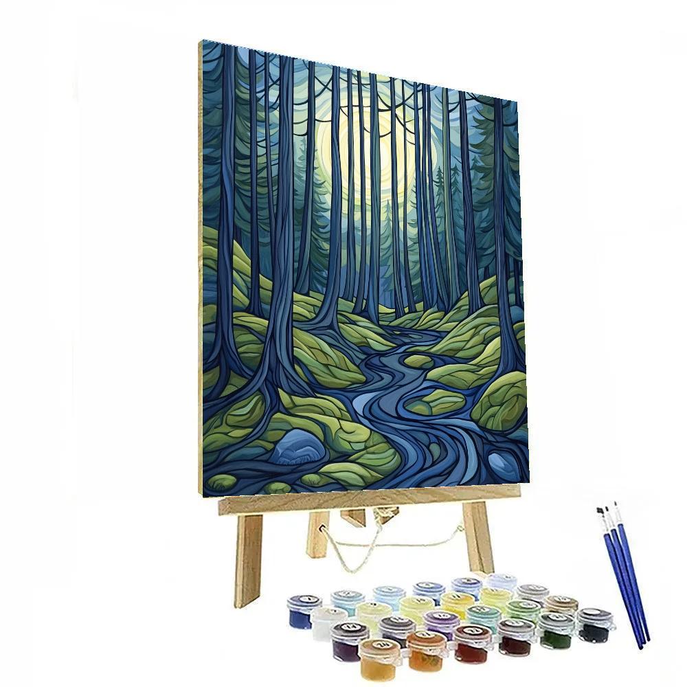 Edvard Munch Inspired Enchanted Midnight Forest paint by number