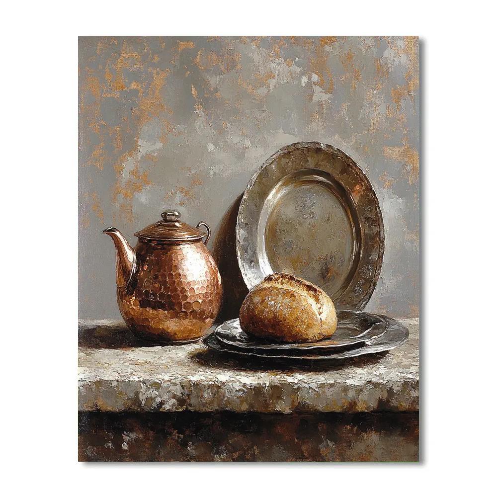 Diego Velázquez Inspired Copper Kettle And Pewter Plate paint by number