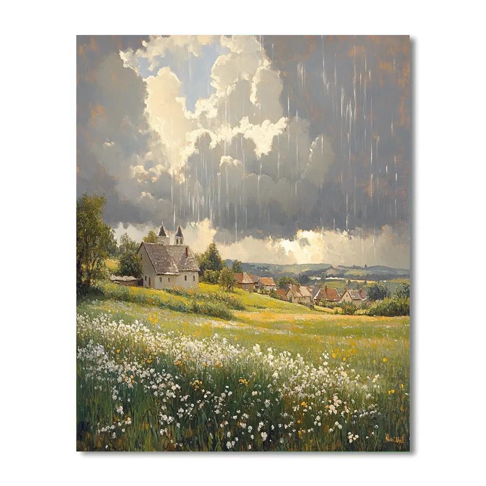 John Constable Inspired Village In Rain Painting by numbers kit