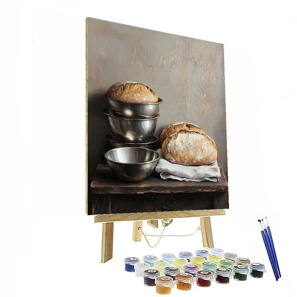 Diego Velázquez Inspired Pewter Bowls And Sourdough Loaves Painting by numbers kit