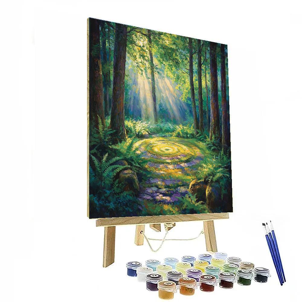 Emily Carr Inspired Mystical Forest Clearing With Filtered Sunlight Number painting