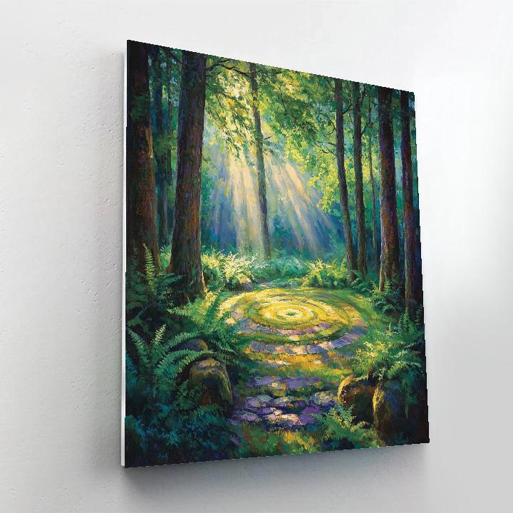 Emily Carr Inspired Mystical Forest Clearing With Filtered Sunlight Number painting