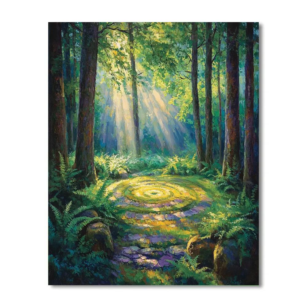 Emily Carr Inspired Mystical Forest Clearing With Filtered Sunlight Number painting