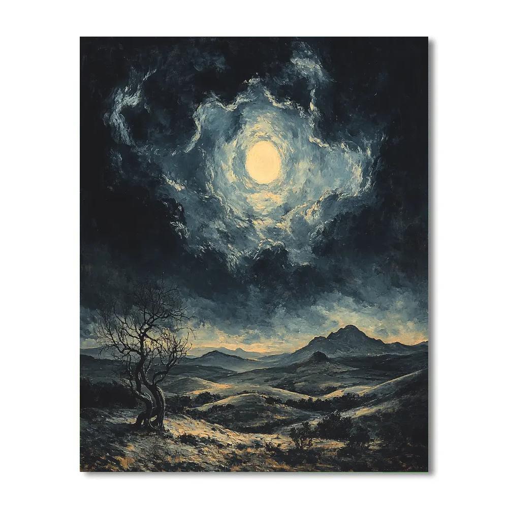 Francisco Goya Inspired Phantom Hillscape Under Moonshadow Paint by numbers kits