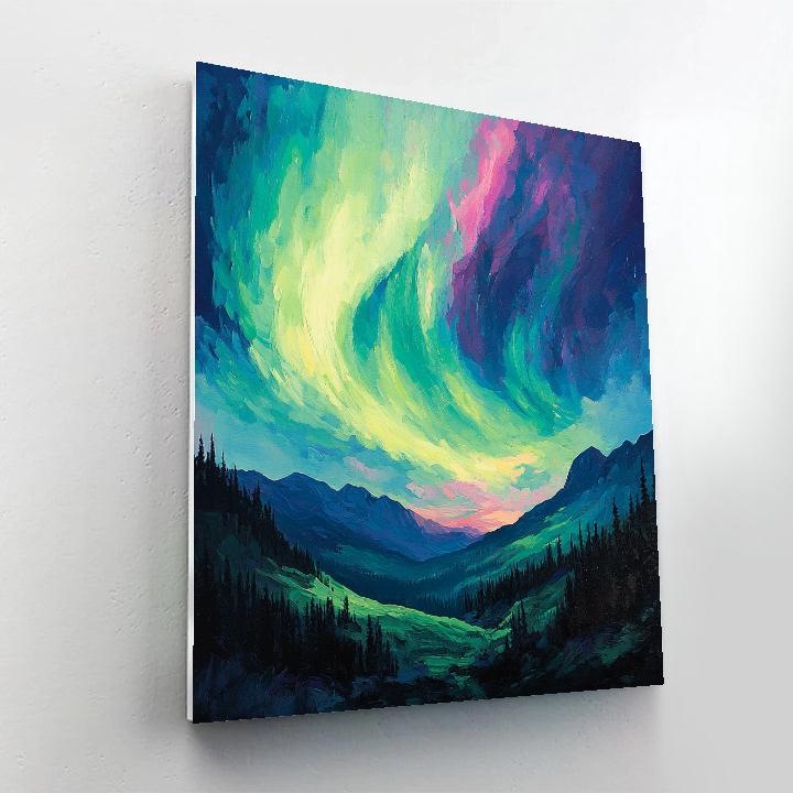Frederick Varley Inspired Luminous Aurora Over Forested Hills Paint by numbers art
