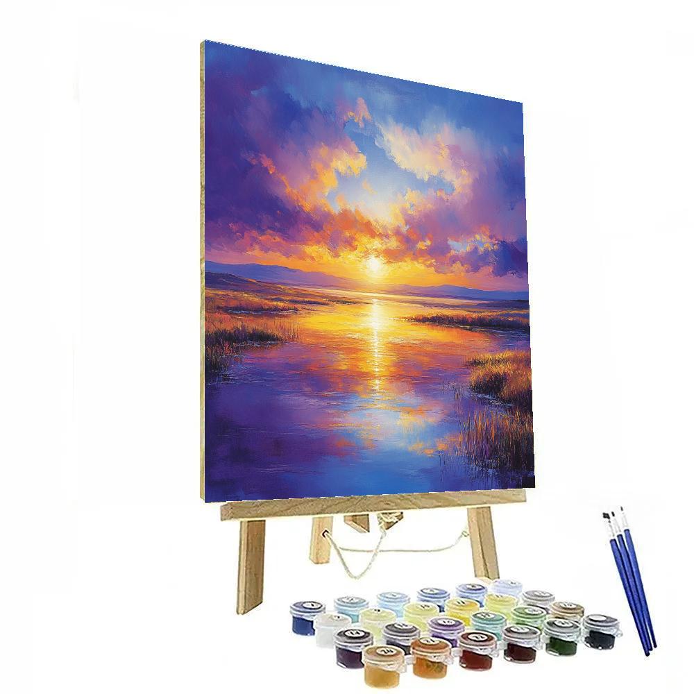 Claude Monet Inspired Sunset Over Lake Painting by numbers kit