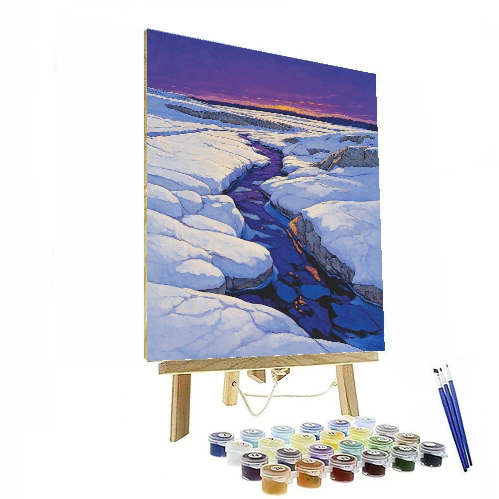 Franklin Carmichael Inspired Winter Light On Rock painting number kit