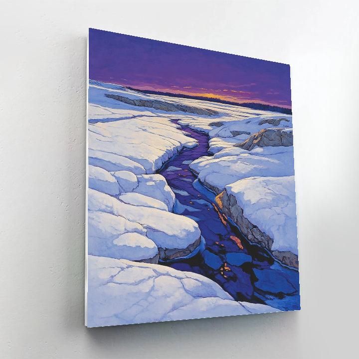 Franklin Carmichael Inspired Winter Light On Rock painting number kit