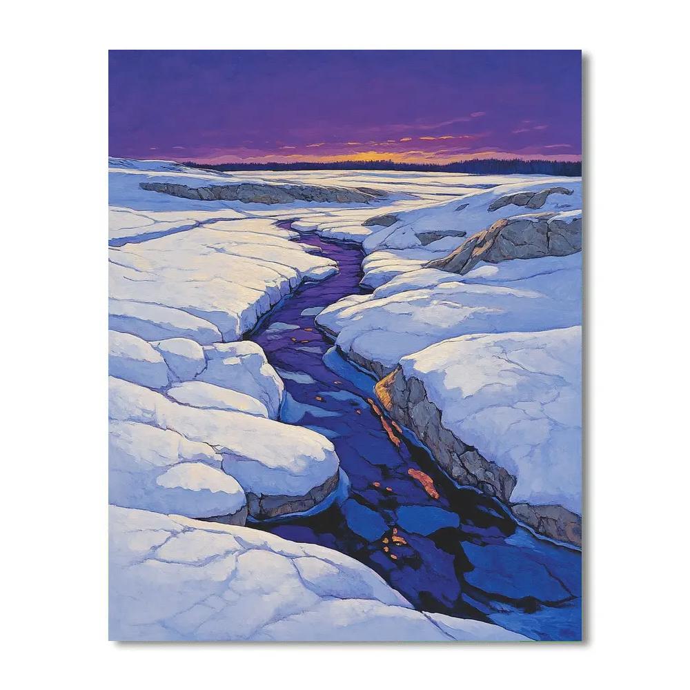 Franklin Carmichael Inspired Winter Light On Rock painting number kit