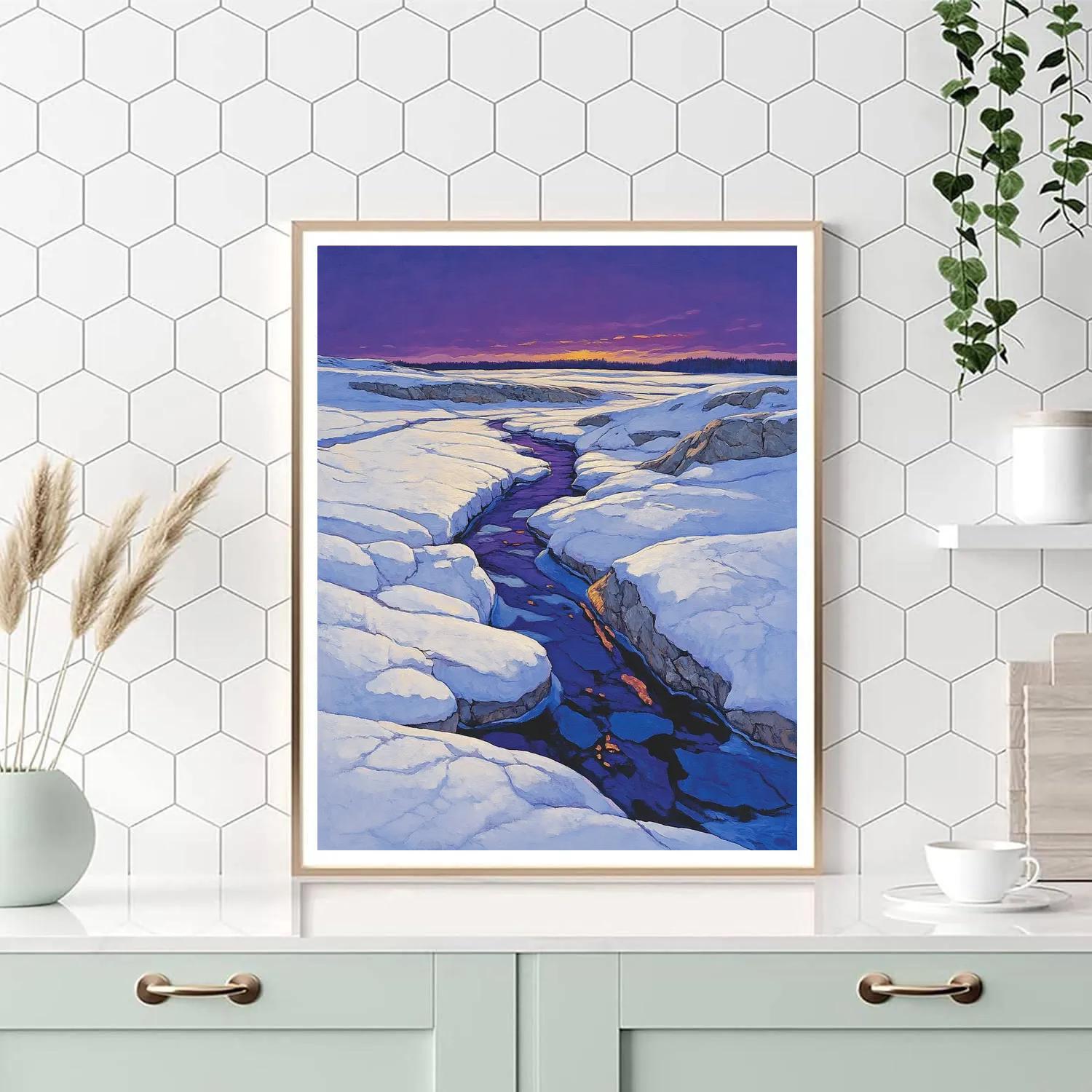 Franklin Carmichael Inspired Winter Light On Rock painting number kit