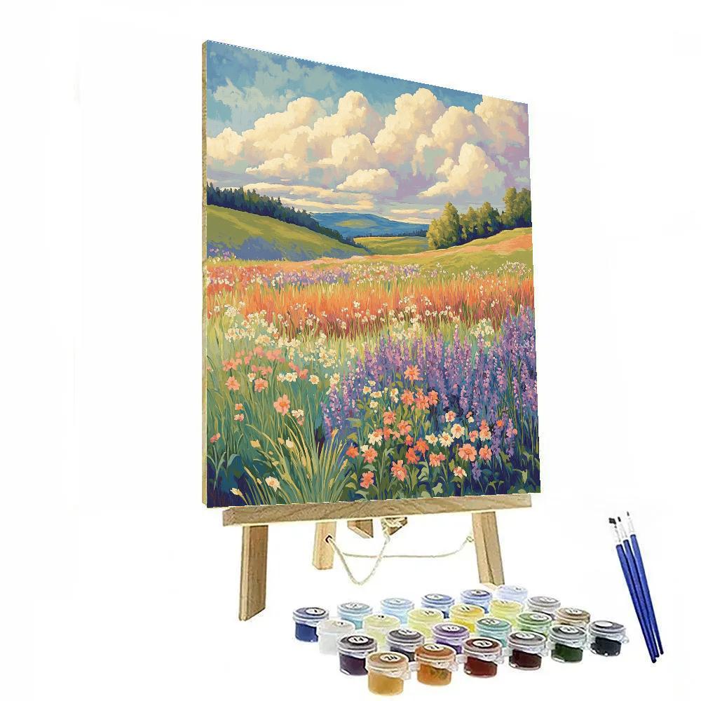 J. E. H. MacDonald Inspired Meadow With Wildflowers And Clouds Numbered painting kits