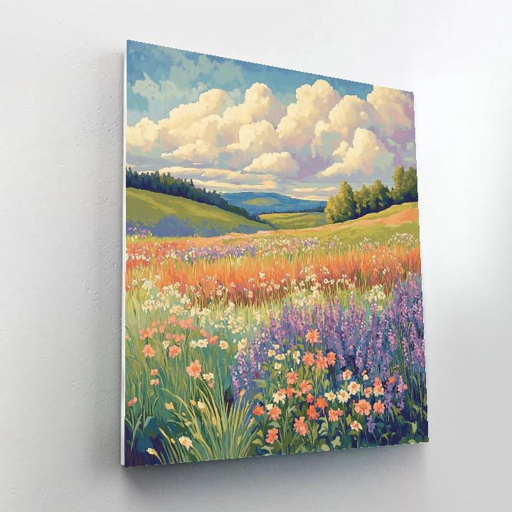 J. E. H. MacDonald Inspired Meadow With Wildflowers And Clouds Numbered painting kits
