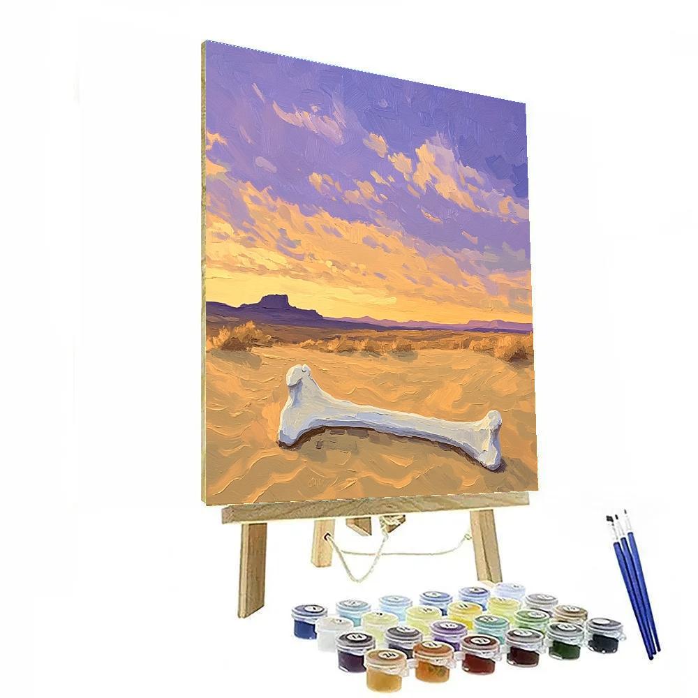 Georgia O’Keeffe Inspired Desert Bone Silhouette At Dusk paint by color