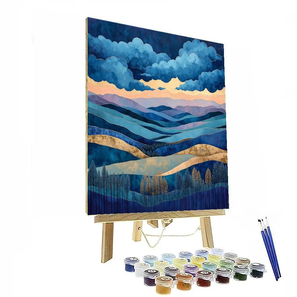 J. E. H. MacDonald Inspired Decorative Sky Over Hills DIY paint by numbers