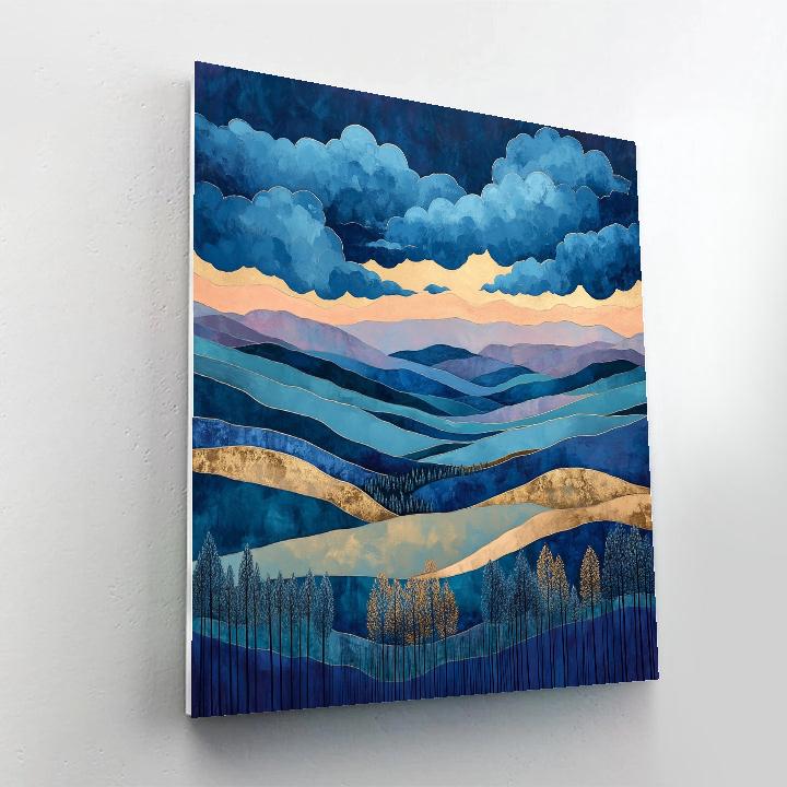 J. E. H. MacDonald Inspired Decorative Sky Over Hills DIY paint by numbers