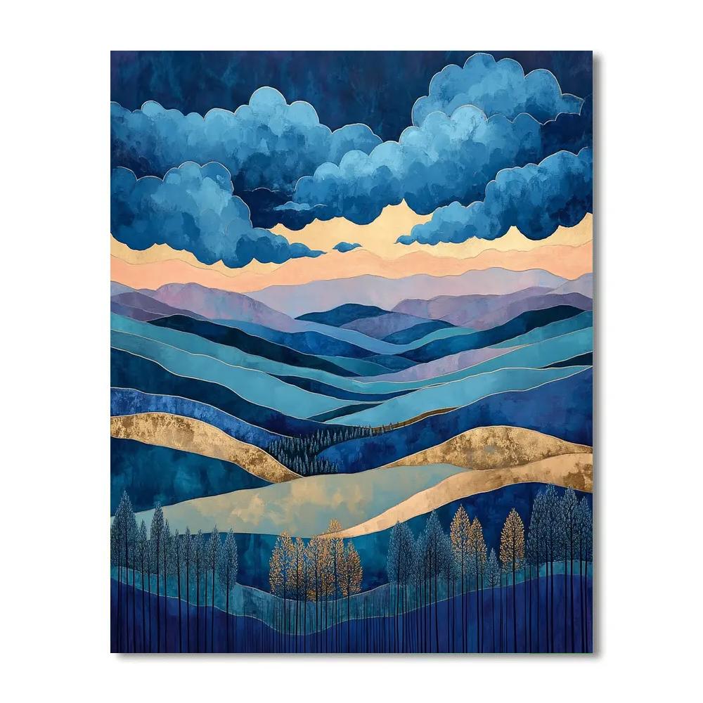 J. E. H. MacDonald Inspired Decorative Sky Over Hills DIY paint by numbers