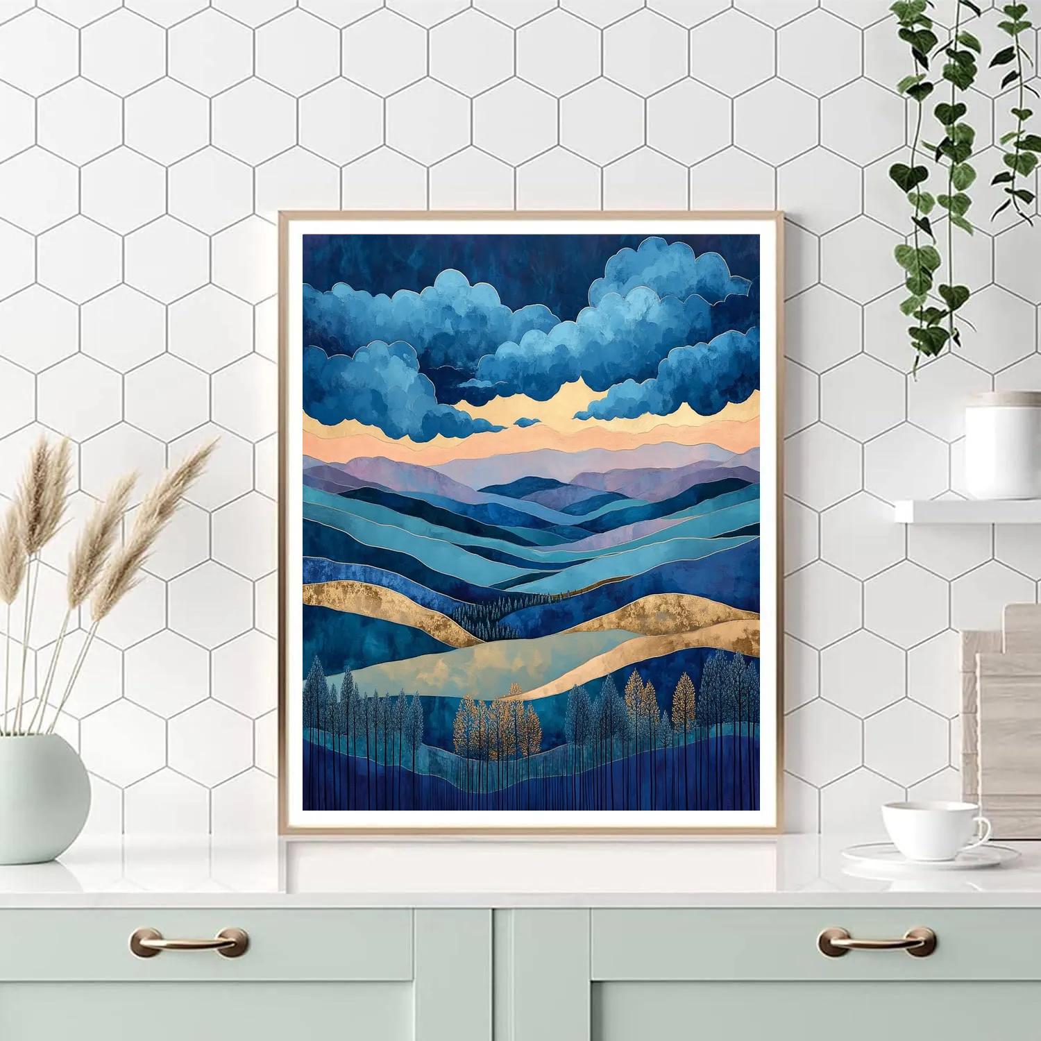 J. E. H. MacDonald Inspired Decorative Sky Over Hills DIY paint by numbers