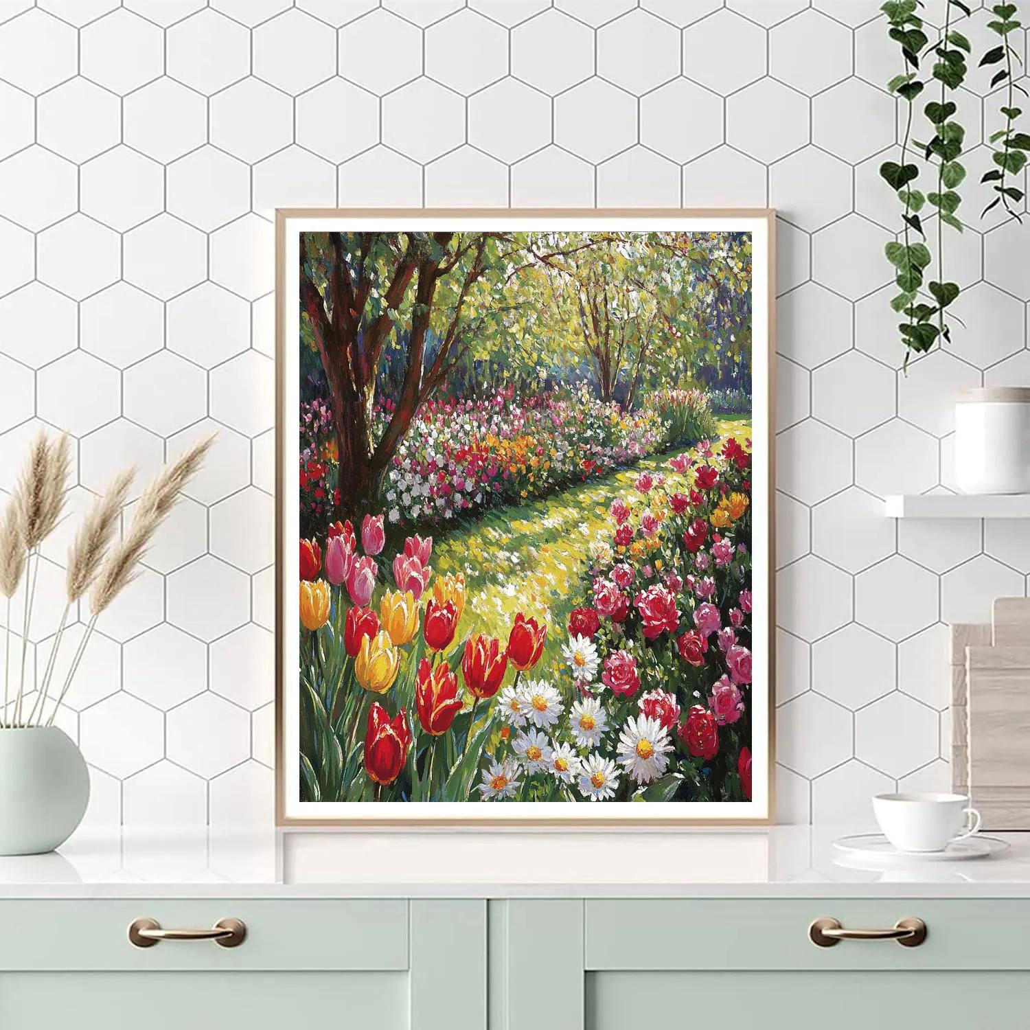 Claude Monet Inspired Garden In Spring paint by numbers