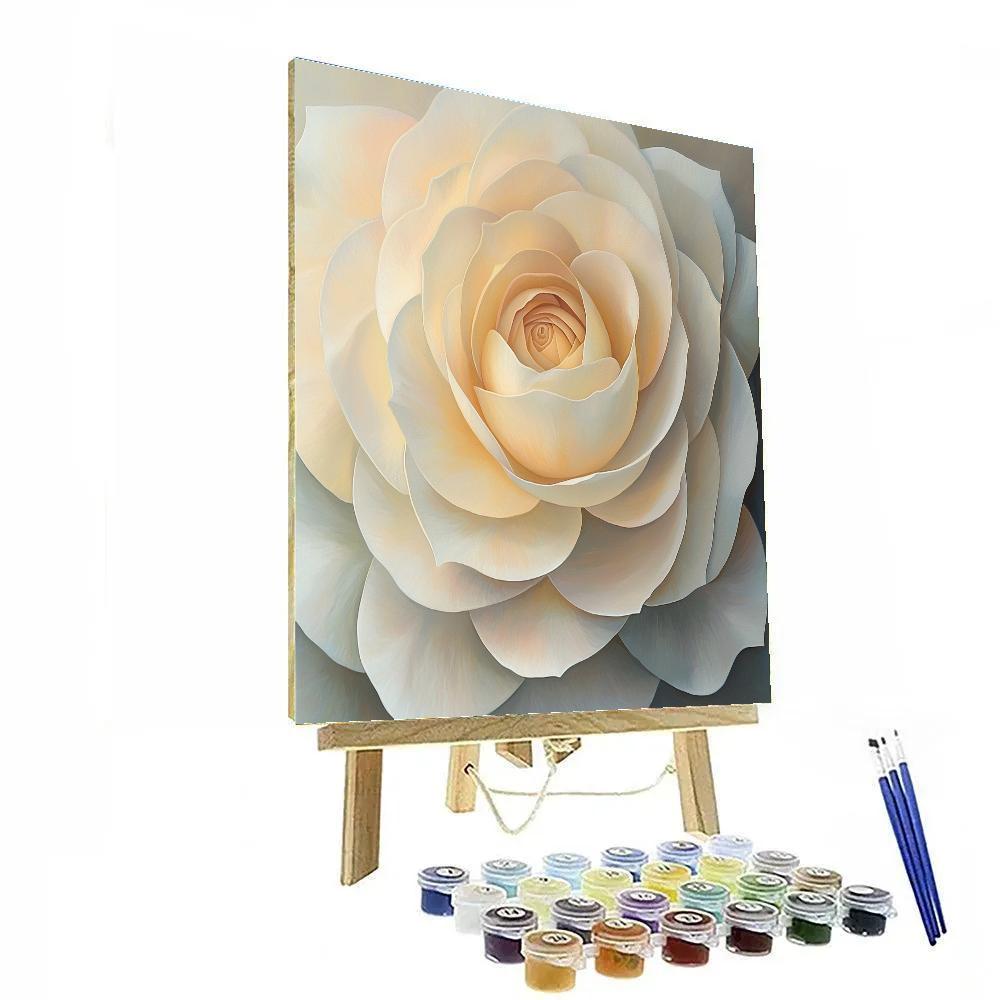 Georgia O’Keeffe Inspired Ivory Rose Heart Close-Up painting number kit
