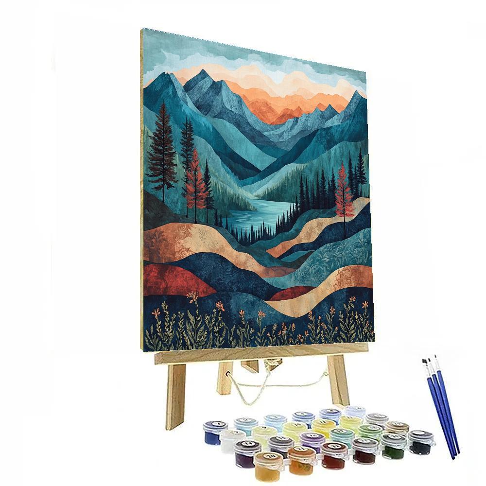 J. E. H. MacDonald Inspired Rhythmic Mountain Vista Number painting