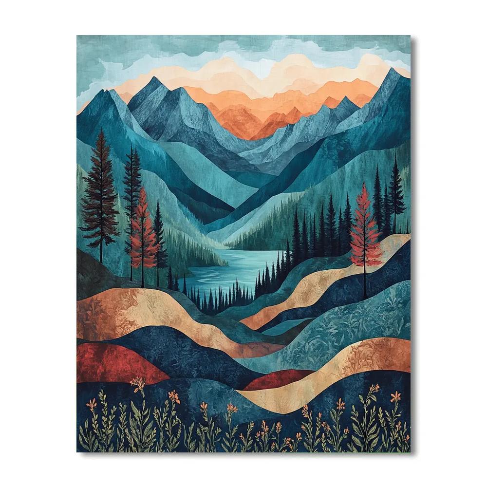 J. E. H. MacDonald Inspired Rhythmic Mountain Vista Number painting