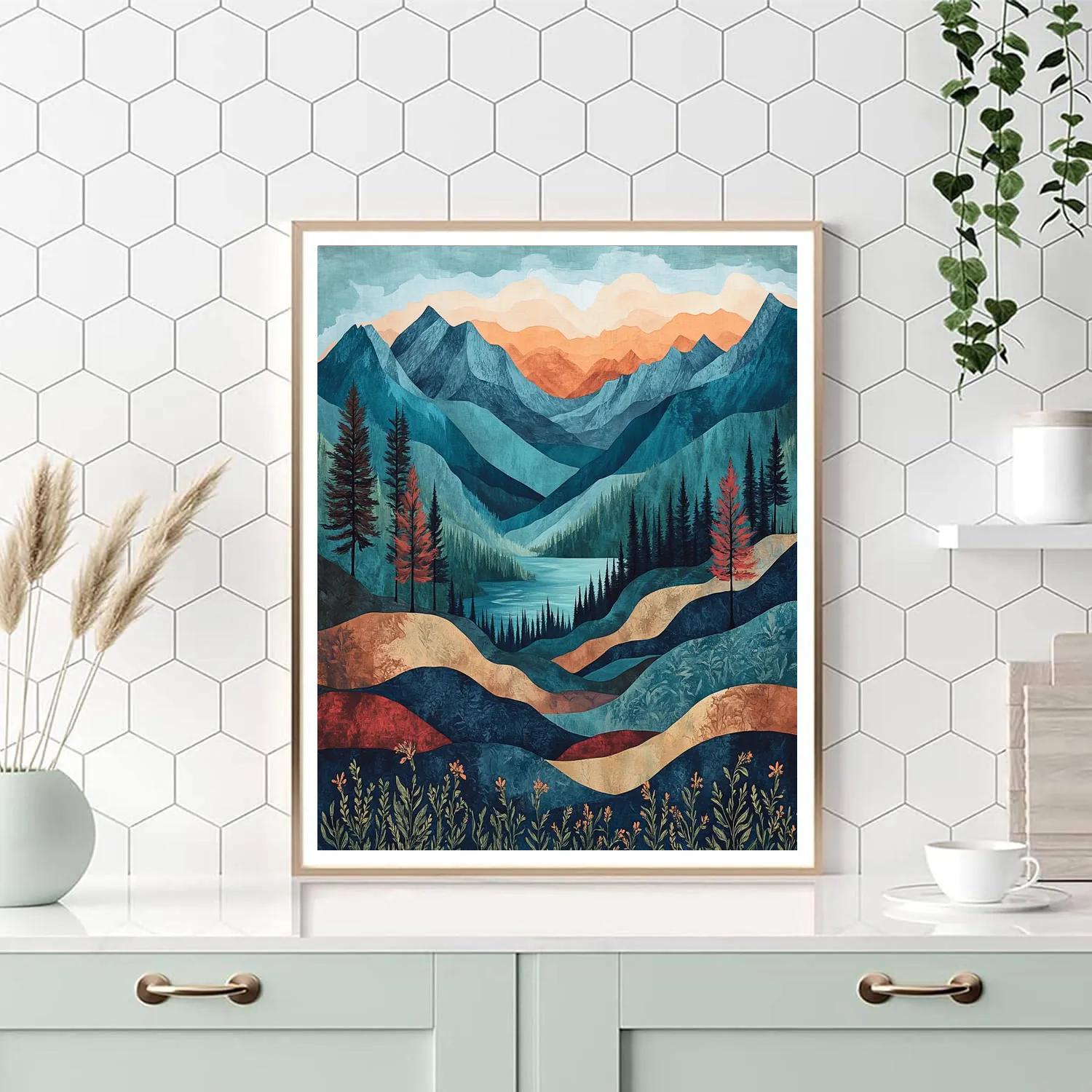 J. E. H. MacDonald Inspired Rhythmic Mountain Vista Number painting