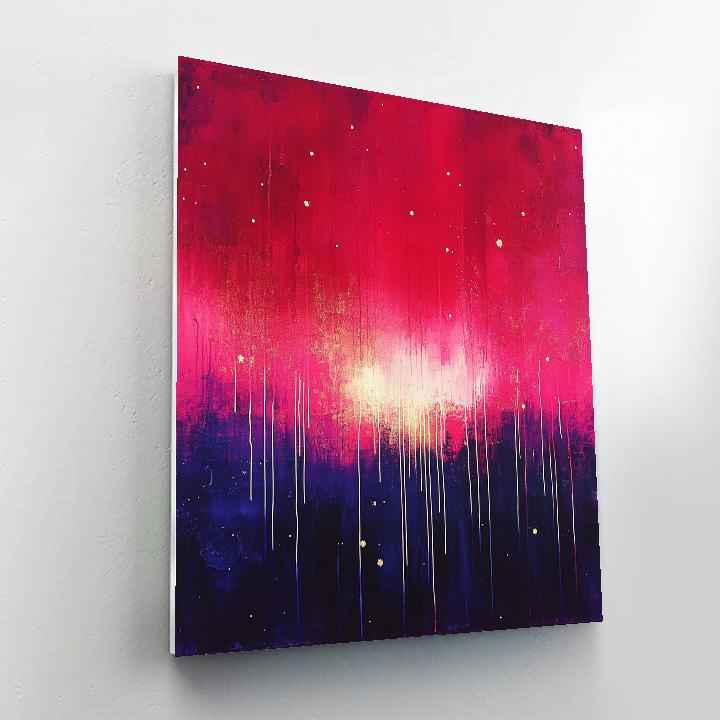 Jackson Pollock Inspired Auroral Dripscape In Crimson And Indigo Paint by numbers art