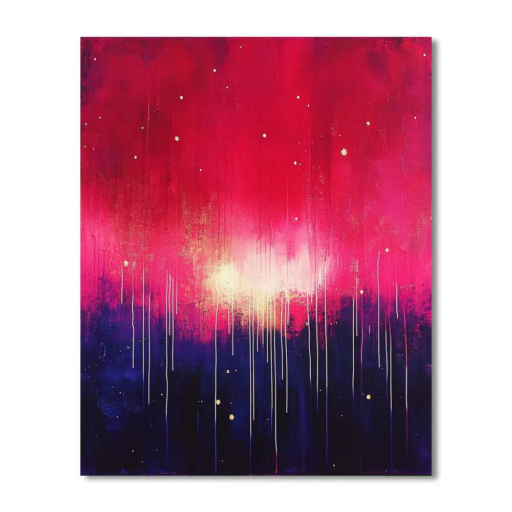 Jackson Pollock Inspired Auroral Dripscape In Crimson And Indigo Paint by numbers art