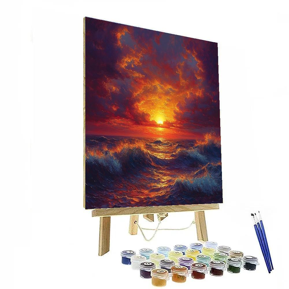 J.M.W. Turner Inspired Ocean Sunset Number painting