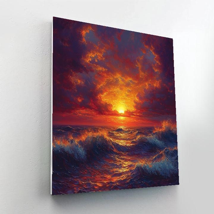J.M.W. Turner Inspired Ocean Sunset Number painting