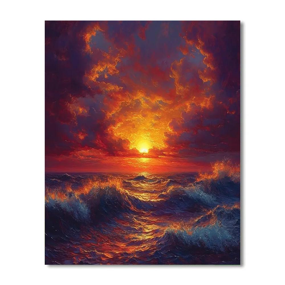 J.M.W. Turner Inspired Ocean Sunset Number painting