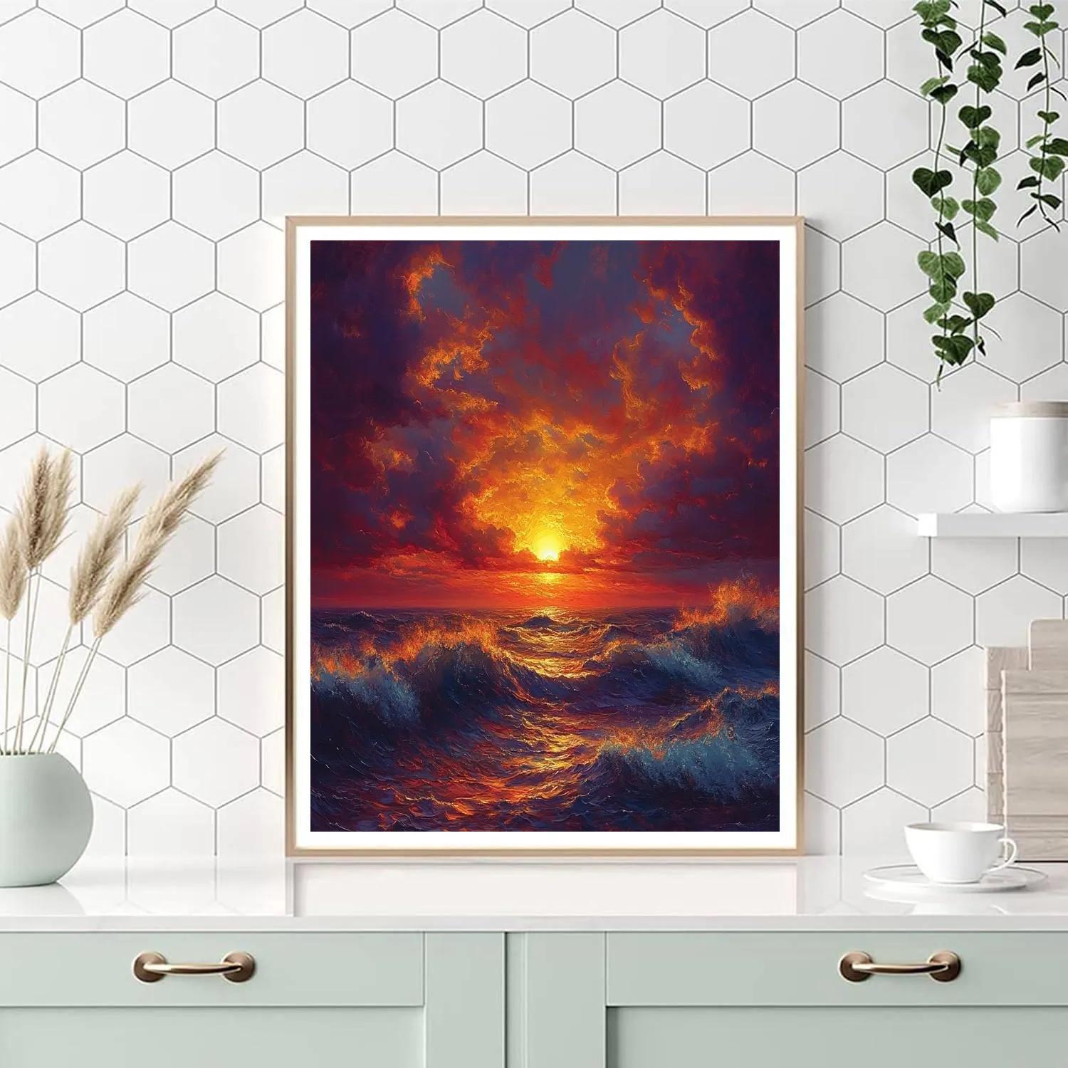 J.M.W. Turner Inspired Ocean Sunset Number painting