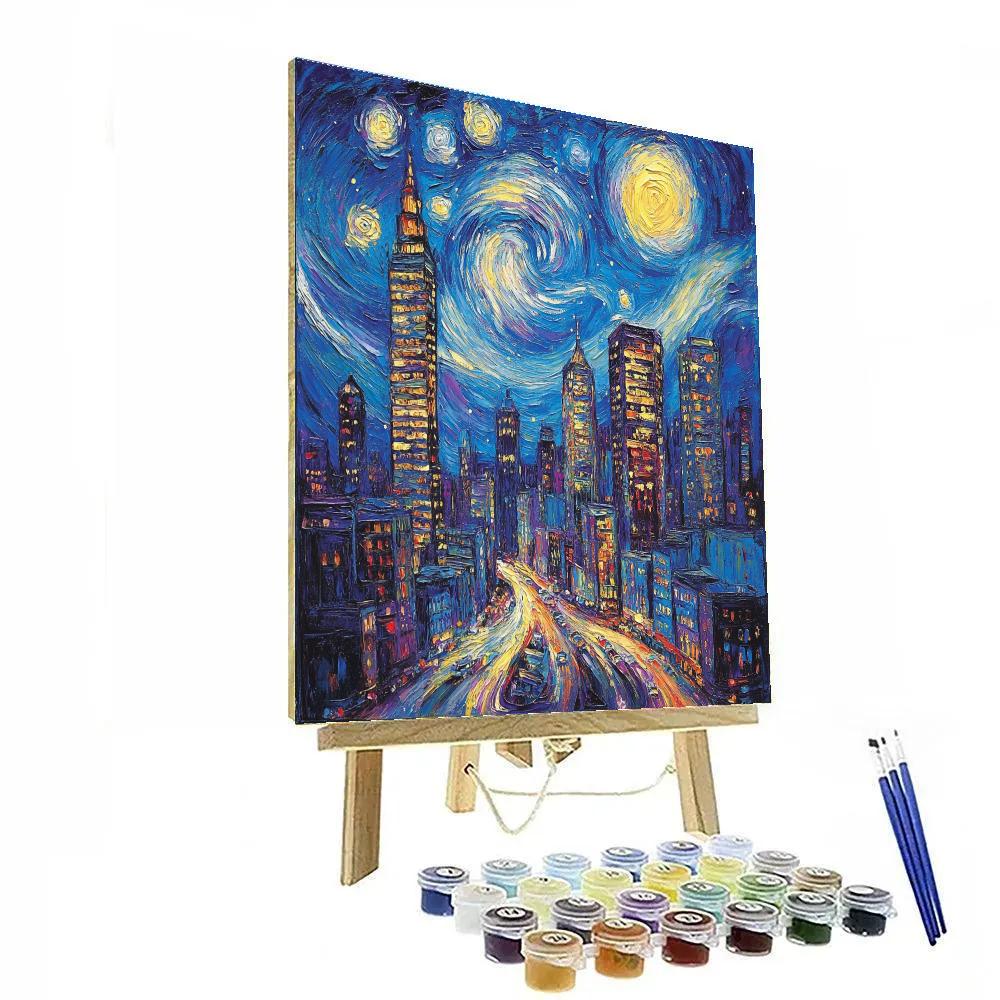 Van Gogh Inspired Starry Cityscape Paint by numbers art